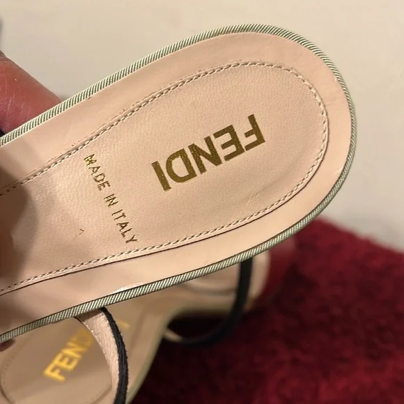 Fendi Olive Faille Color Block Ankle Strap Sandals size 8 - Picture 17 of 17